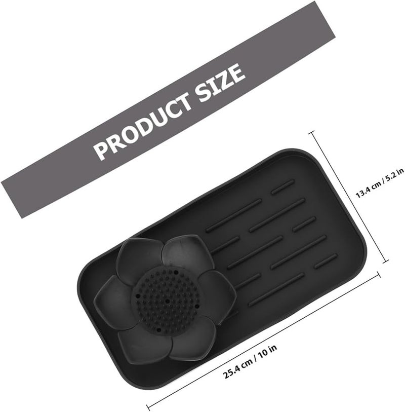 Lotus Leaf Design Silicone Soap Holder with Draining Tray for Bathroom Kitchen Sink - Image 2